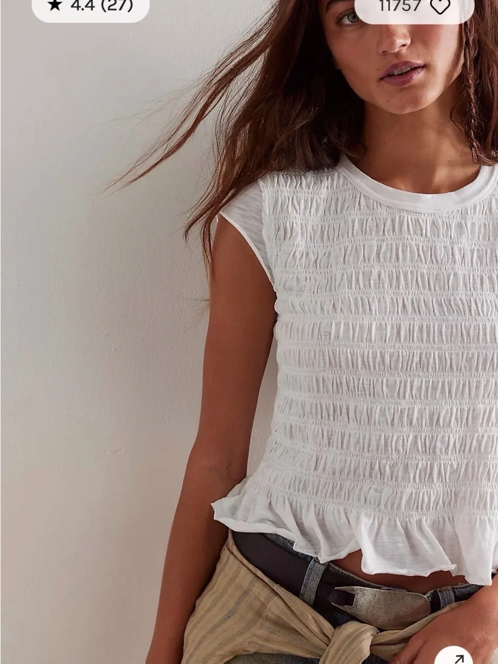 NWT Free People We The Free Sylvie Tee Size XL- White